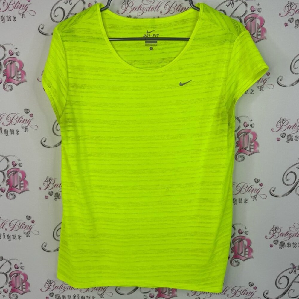 Nike tshirt tee bright green yellow neon dri fit Bright Lime Short Sleeve Tee